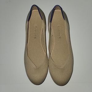 Rothy's Tan Flats with Blue Trim